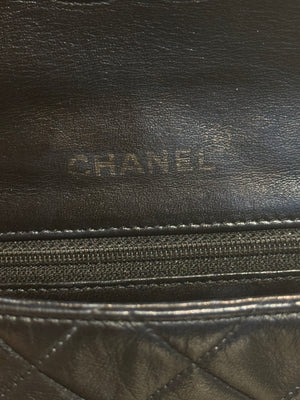 Chanel Vintage Black Quilted Lambskin Square Mini Single Flap Shoulder Bag Gold Hardware Archive