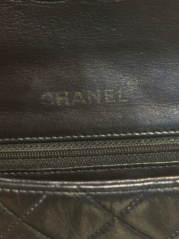 Chanel Vintage Black Quilted Lambskin Square Mini Single Flap Shoulder Bag Gold Hardware Archive