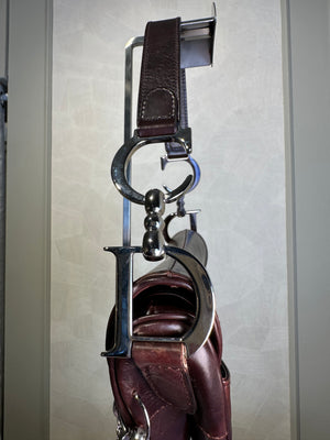 Rare Vintage Christian Dior "Hardcore" piercing limited edition Saddlebag S/S 2004 John Galliano Dark Brown Burgundy