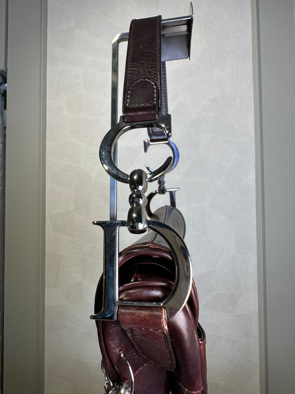 Rare Vintage Christian Dior "Hardcore" piercing limited edition Saddlebag S/S 2004 John Galliano Dark Brown Burgundy