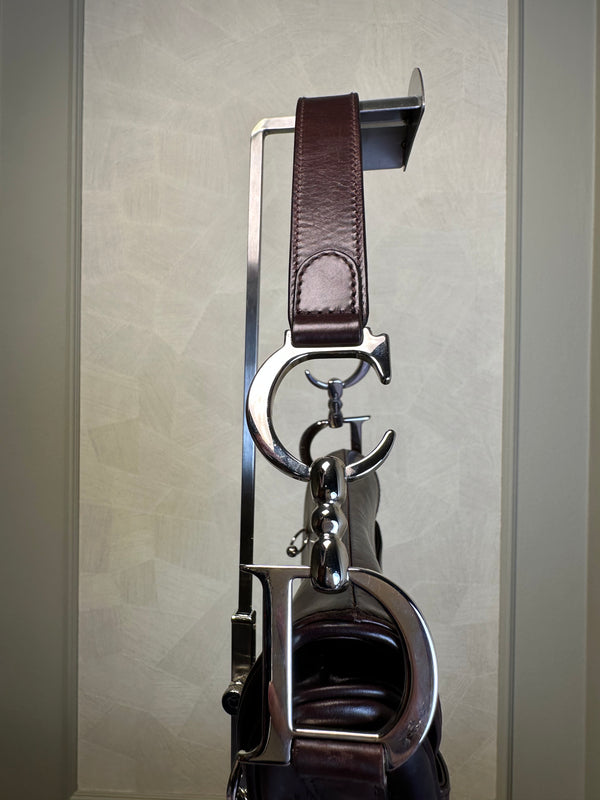 Rare Vintage Christian Dior "Hardcore" piercing limited edition Saddlebag S/S 2004 John Galliano Dark Brown Burgundy