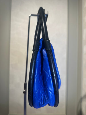 Chanel Iconic S/S 2013 Karl Lagerfeld Hula Hoop Electric Blue CC flap Black Hardware Quilted Calfskin Mini