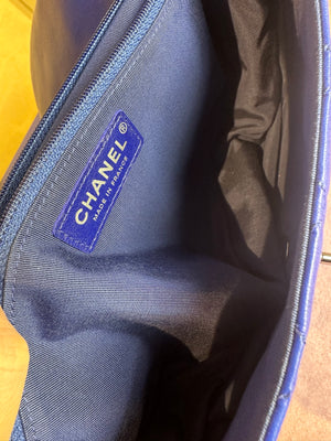 Chanel Iconic S/S 2013 Karl Lagerfeld Hula Hoop Electric Blue CC flap Black Hardware Quilted Calfskin Mini