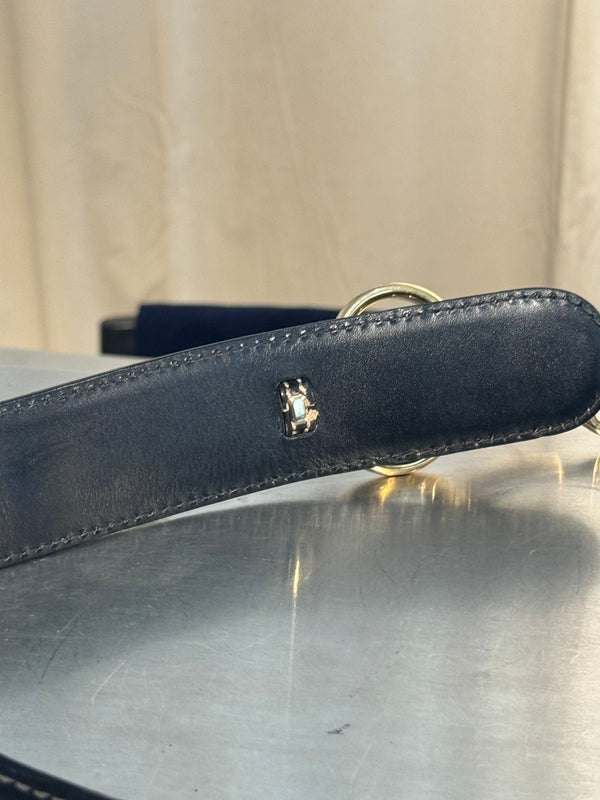 Gucci by Tom Ford Vintage Black Leather Horsebit Chain Toggle Wide Belt Gold Hardware Y2K Archive