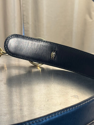 Gucci by Tom Ford Vintage Black Leather Horsebit Chain Toggle Wide Belt Gold Hardware Y2K Archive