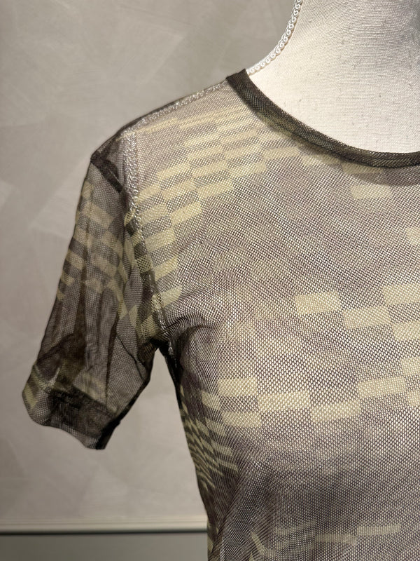 Comme des Garçons Digital Camo Mesh Tee green brown neutrals short sleeve graphic