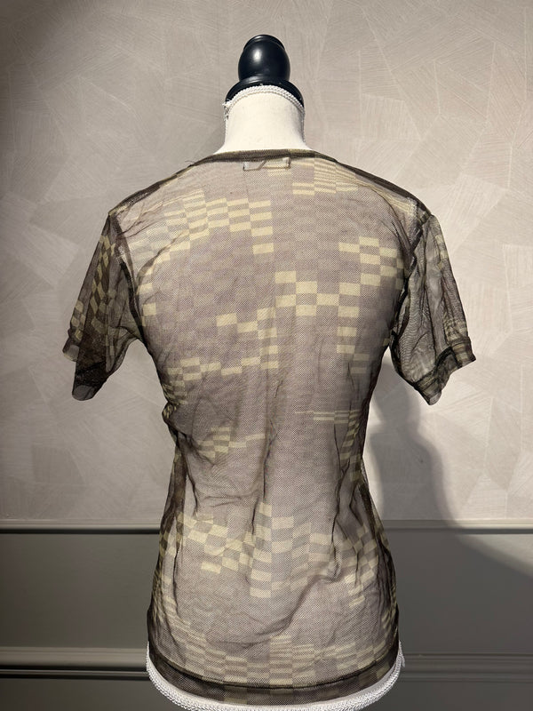 Comme des Garçons Digital Camo Mesh Tee green brown neutrals short sleeve graphic