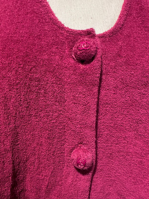 Chanel fuchsia terrycloth button up vest with matching scarf CC monochrome pink buttons asia exclusive FR36