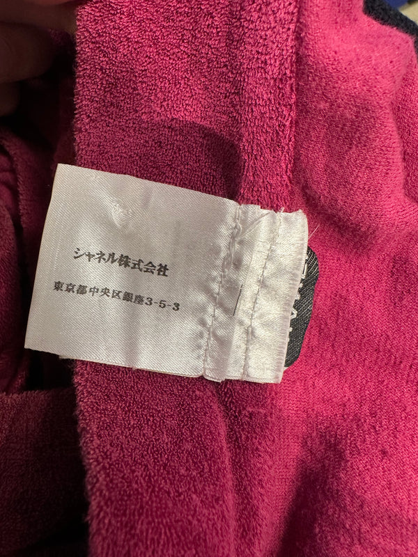 Chanel fuchsia terrycloth button up vest with matching scarf CC monochrome pink buttons asia exclusive FR36