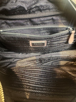 Prada Ombre Brown Glace Leather Zippers Bauletto Bag Large Lock Plate Zippers Glace Satchel Prada AW 2007 archival Bag pink purple Leather bowling bag