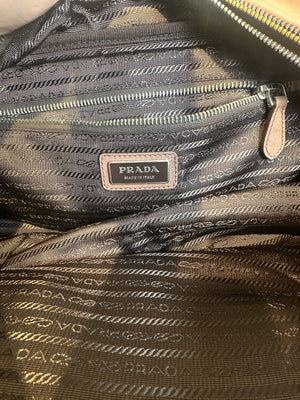 Prada Ombre Brown Glace Leather Zippers Bauletto Bag Large Lock Plate Zippers Glace Satchel Prada AW 2007 archival Bag pink purple Leather bowling bag