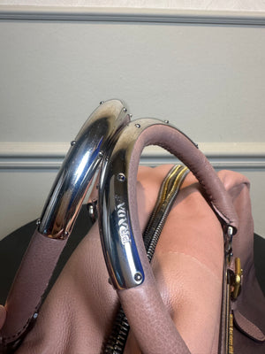 Prada Ombre Brown Glace Leather Zippers Bauletto Bag Large Lock Plate Zippers Glace Satchel Prada AW 2007 archival Bag pink purple Leather bowling bag