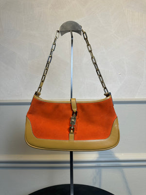 Gucci Jackie Shoulder Bag chain detail colourblock vintage suede leather clasp detail chic 90s