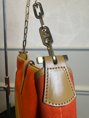 Gucci Jackie Shoulder Bag chain detail colourblock vintage suede leather clasp detail chic 90s