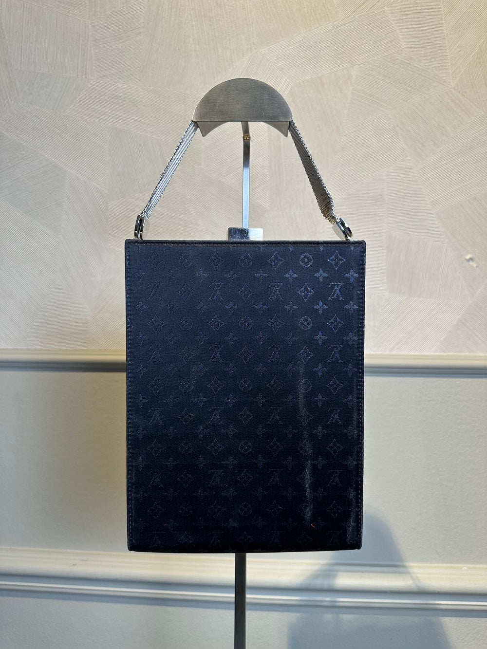 Louis Vuitton Ange MM Shoulder Bag black suede vintage unique twist lock LV monogram metal body