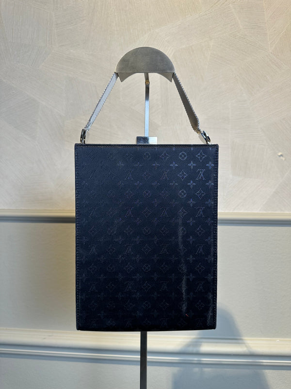Louis Vuitton Ange MM Shoulder Bag black suede vintage unique twist lock LV monogram metal body