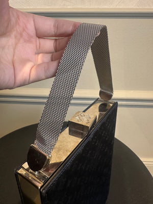 Louis Vuitton Ange MM Shoulder Bag black suede vintage unique twist lock LV monogram metal body