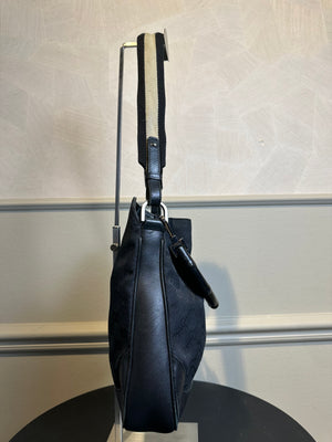 Gucci Bamboo Tote Bag GG Canvas Black Monogram Shoulder bag logo tote bamboo handle emblem leather trim 2000s