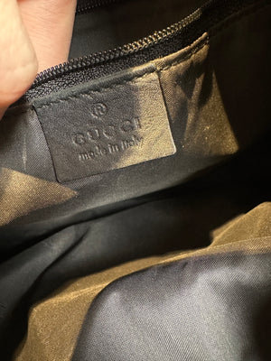 Gucci Bamboo Tote Bag GG Canvas Black Monogram Shoulder bag logo tote bamboo handle emblem leather trim 2000s