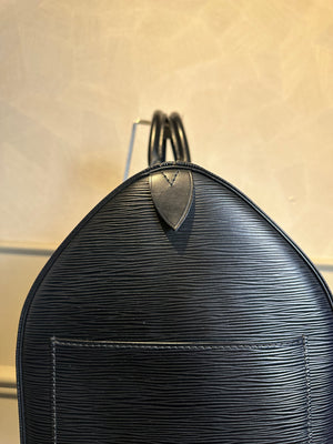 Louis Vuitton Keepall Epi Leather Black Holdall weekender 43hr bag vintage unique LV monogram detail monochrome