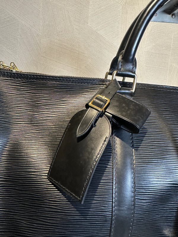 Louis Vuitton Keepall Epi Leather Black Holdall weekender 43hr bag vintage unique LV monogram detail monochrome