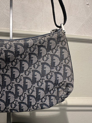 Vintage Trotter Pochette Shoulder Bag Diorissimo Canvas Small hobo bag blue monogram vintage pull tag 2000s pochette