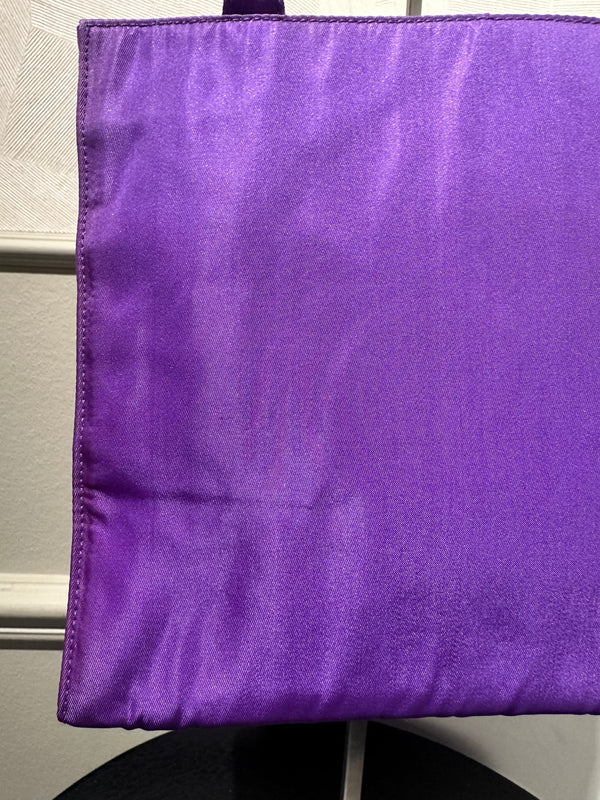 Prada Bag Bright Purple Shopping Bag Nylon Gold Handle Tote Strap Gold solid Top Handles Structured Logo&nbsp;
