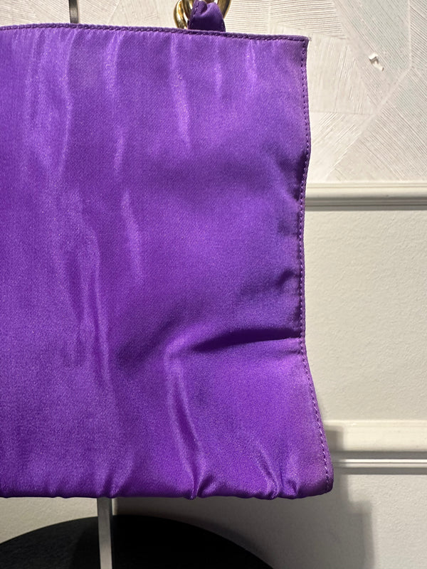 Prada Bag Bright Purple Shopping Bag Nylon Gold Handle Tote Strap Gold solid Top Handles Structured Logo&nbsp;