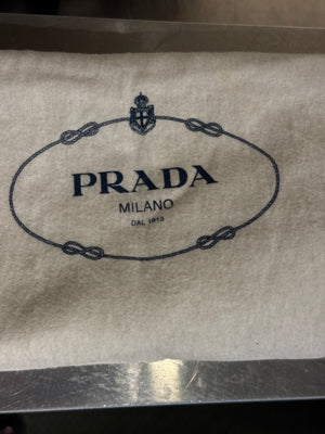 Prada Black Leather Bowling Bag Multi Zip Pocket Top Handle Shoulder Bag Silver Hardware Luggage Tag Dust Bag