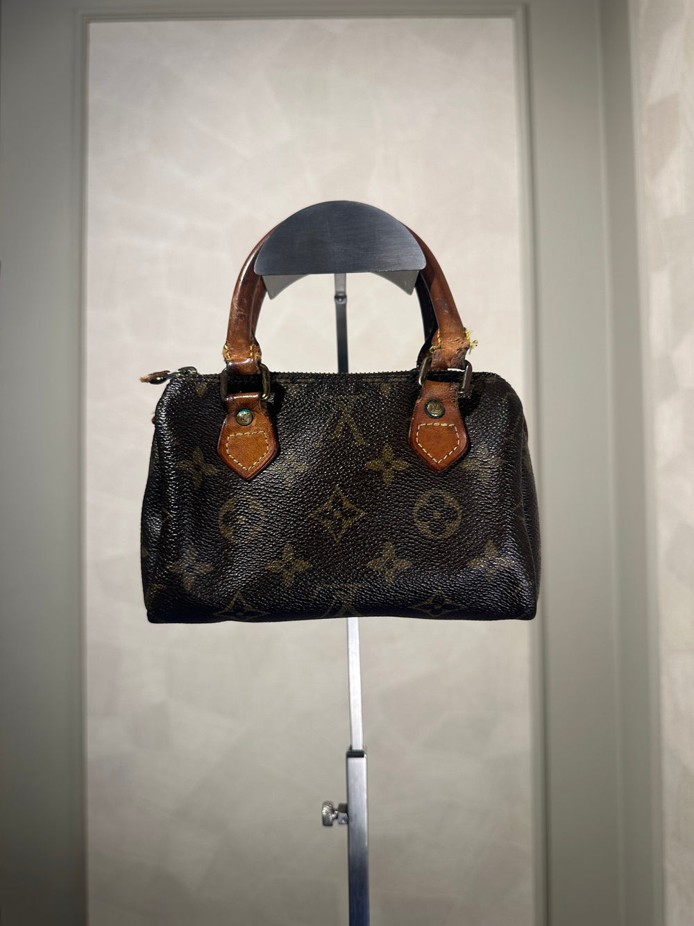 Louis Vuitton Nano Mini Speedy Bag Vintage Monogram Classic Style Chic bowler bag brown leather handles rare
