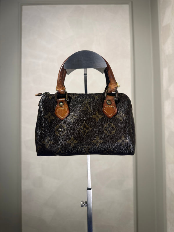 Louis Vuitton Nano Mini Speedy Bag Vintage Monogram Classic Style Chic bowler bag brown leather handles rare