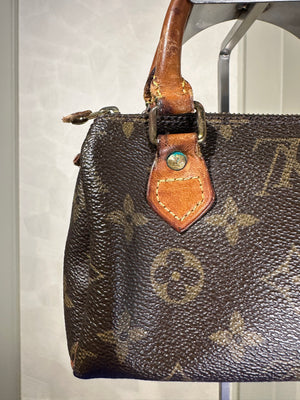 Louis Vuitton Nano Mini Speedy Bag Vintage Monogram Classic Style Chic bowler bag brown leather handles rare