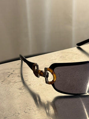 Gucci Vintage Bamboo Detail Sunglasses Dark Gradient Lenses Gold-Tone Hardware