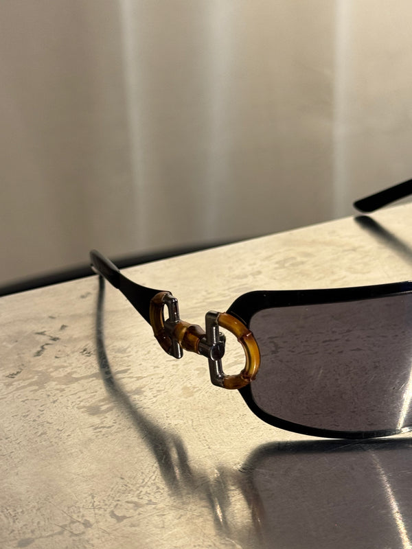 Gucci Vintage Bamboo Detail Sunglasses Dark Gradient Lenses Gold-Tone Hardware