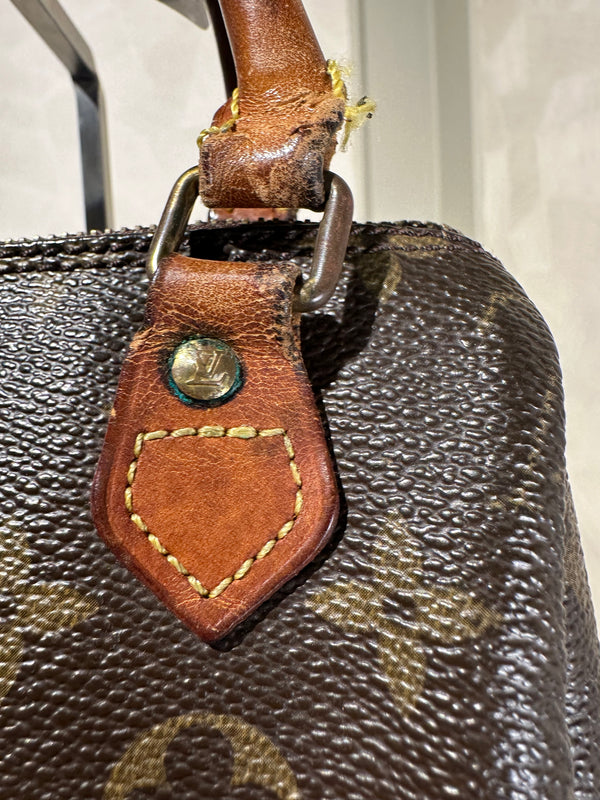 Louis Vuitton Nano Mini Speedy Bag Vintage Monogram Classic Style Chic bowler bag brown leather handles rare