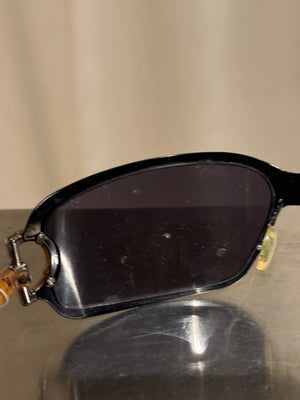 Gucci Vintage Bamboo Detail Sunglasses Dark Gradient Lenses Gold-Tone Hardware