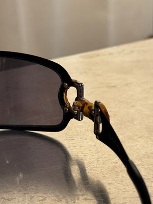 Gucci Vintage Bamboo Detail Sunglasses Dark Gradient Lenses Gold-Tone Hardware