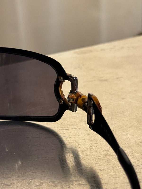 Gucci Vintage Bamboo Detail Sunglasses Dark Gradient Lenses Gold-Tone Hardware