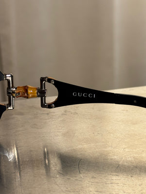 Gucci Vintage Bamboo Detail Sunglasses Dark Gradient Lenses Gold-Tone Hardware