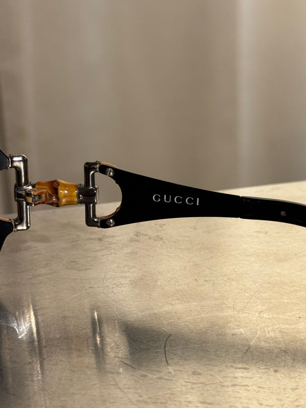 Gucci Vintage Bamboo Detail Sunglasses Dark Gradient Lenses Gold-Tone Hardware