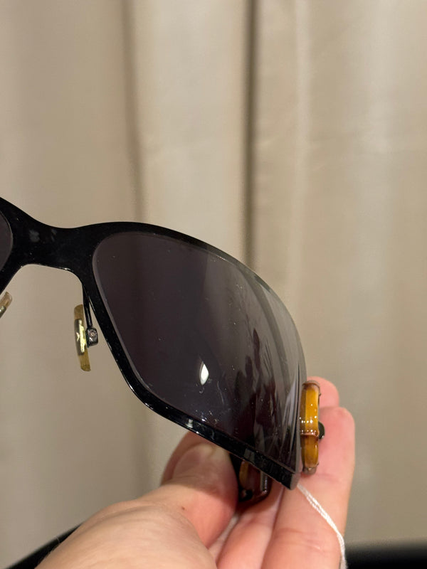 Gucci Vintage Bamboo Detail Sunglasses Dark Gradient Lenses Gold-Tone Hardware