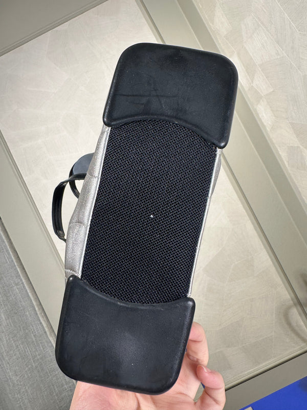 Prada Metallic Pastel Blue Napa Leather Shoulder Bag S/S 2000 runway bumper edges mesh leather silver