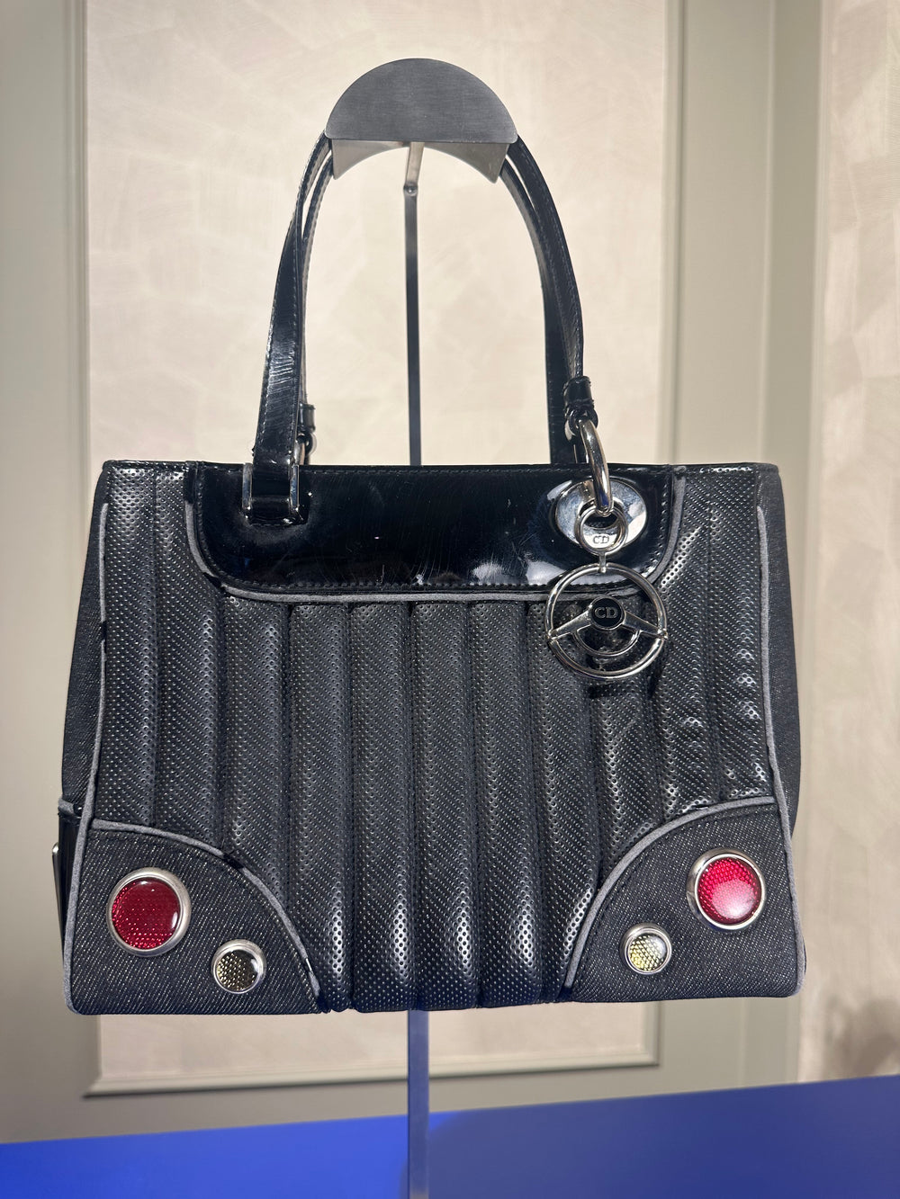 Christian Dior Denim Montaigne Cadillac Shoulder Bag 2001 John Galliano Rare Car Detailing Vintage Number plate
