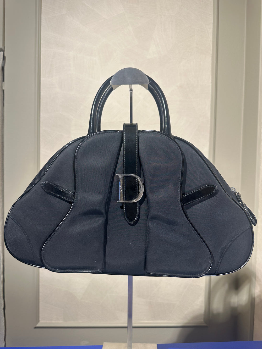 Christian Dior 2001 Vintage Double Saddle Bowling Bag Black Lock & Key