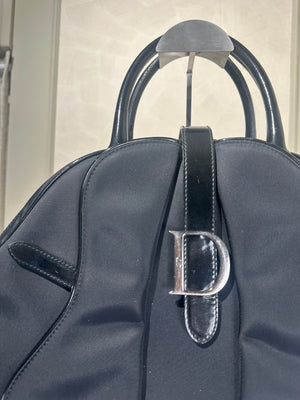 Christian Dior 2001 Vintage Double Saddle Bowling Bag Black Lock & Key