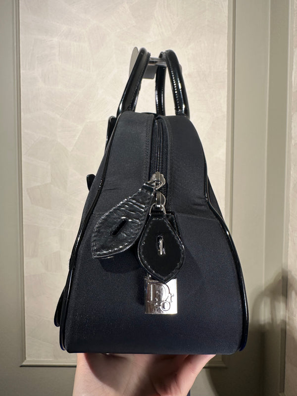 Christian Dior 2001 Vintage Double Saddle Bowling Bag Black Lock & Key