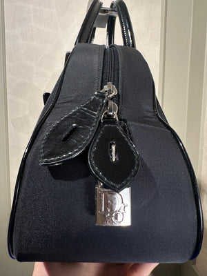 Christian Dior 2001 Vintage Double Saddle Bowling Bag Black Lock & Key