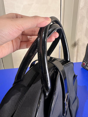 Christian Dior 2001 Vintage Double Saddle Bowling Bag Black Lock & Key