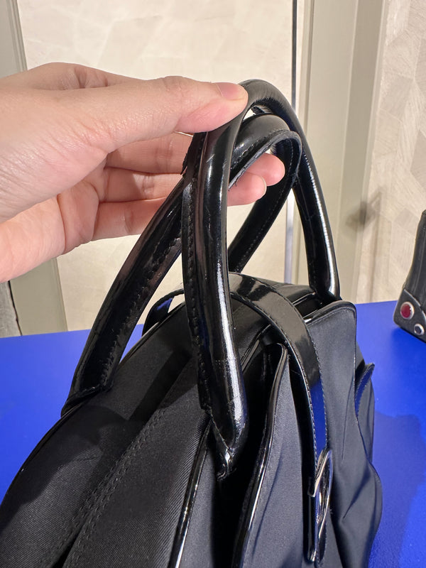 Christian Dior 2001 Vintage Double Saddle Bowling Bag Black Lock & Key