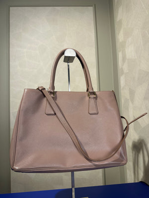 Prada Galleria Bag Dusty Pink Saffiano Leather Tote Strap Top Handles Structured Logo Full Set